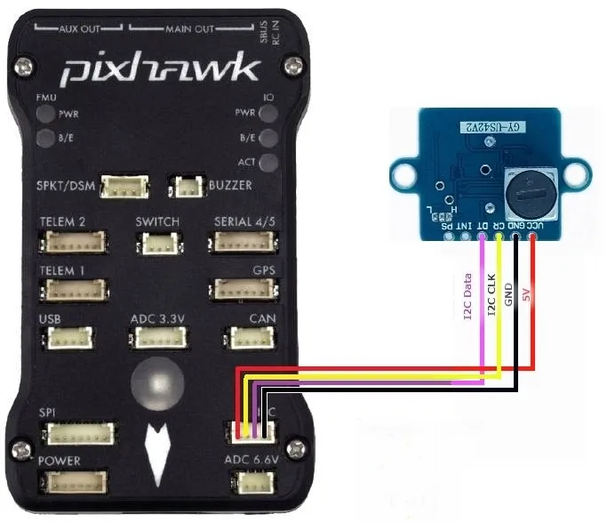 GY-US42 i2c Pixhawk APM Ultraschall-Entfernungsmessmodul TOF Laser-Entfernungsmesser Festhöhensensor – Detail 3