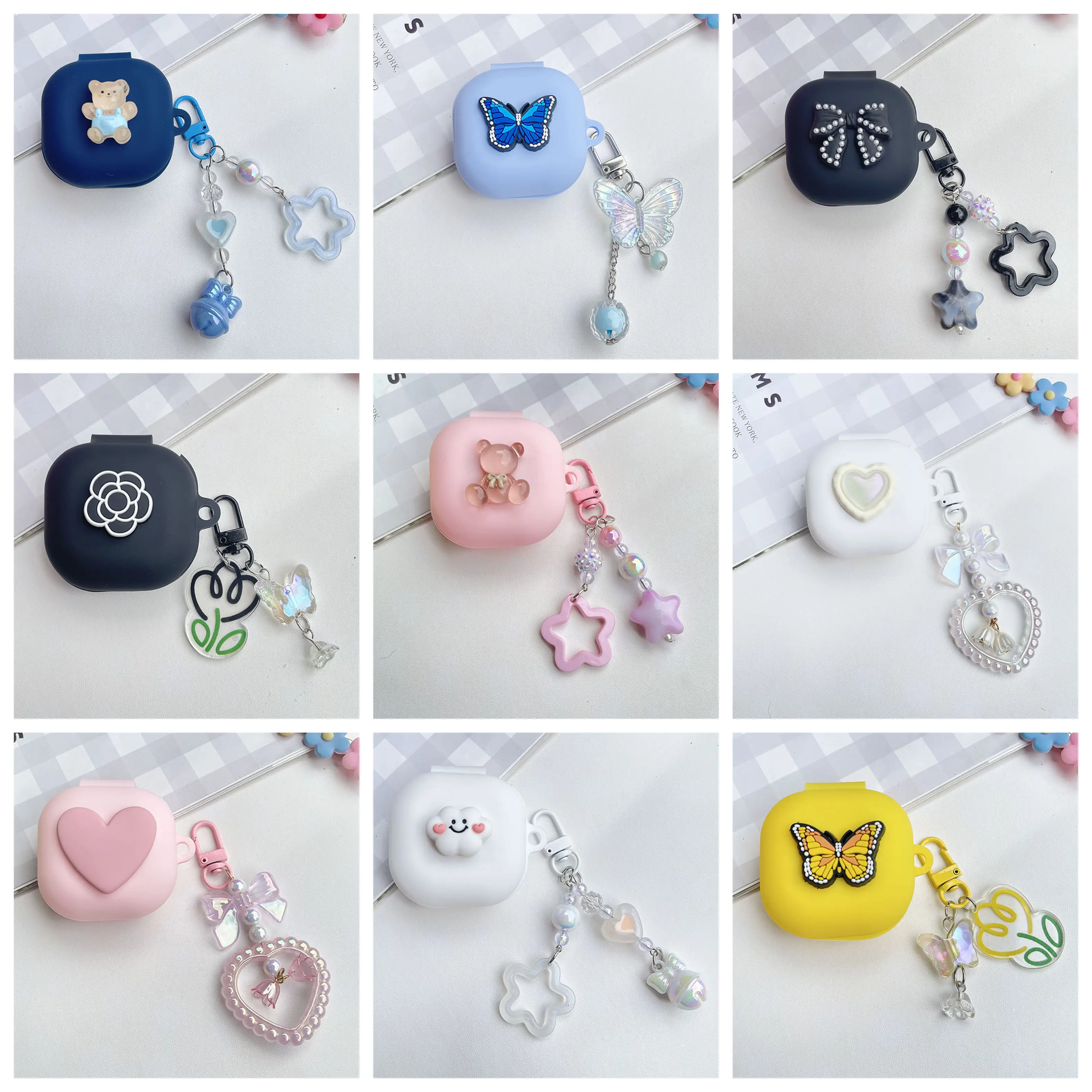 For Sony LinkBuds Open WF-L910 Case Luxury Butterfly Earphone Silicone Protect Cover with Keychain for sony WF-L910 Case