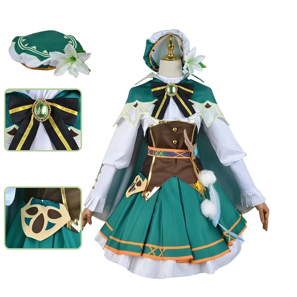 Cosplay Wind Elf Barbatos Costumes Halloween Venti Hat Coak Shirt Skirt Wig Suit Anime Accessories Lolita Game Genshin Impact