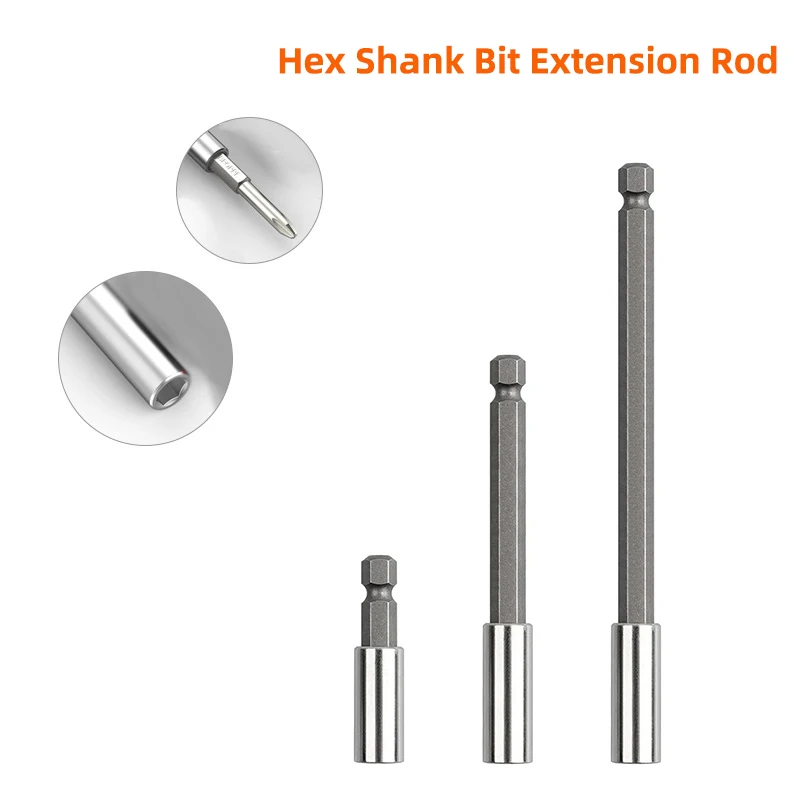 3 Pieces Drills Bit Holder Extension Rod, 1/4 inch Hex Shank Release Screwdriver Drill Bit Holder Extension Set 60/75/100/150mm