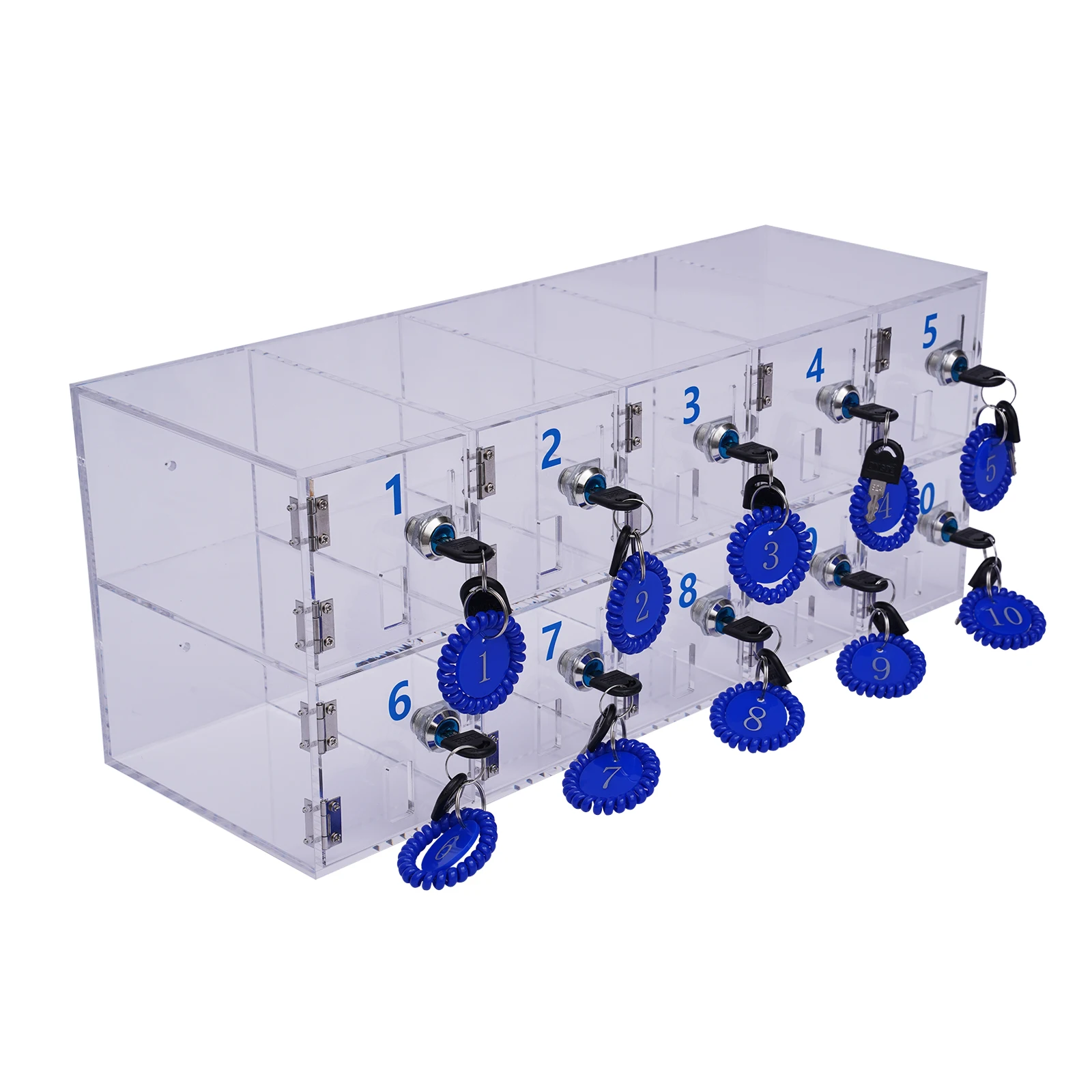 Clear Cell Phone Locker Box with Door Locks and Keys Wall-Mounted Cell Phones Storage Cabinet Pocket Storage Locker Box for Offi