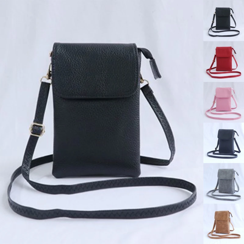 Fashion Women Crossbody Bag PU Leather Mobile Phone Purse Bags Solid Flap Messenger Bag Small Female Shoulder Handbag for Women