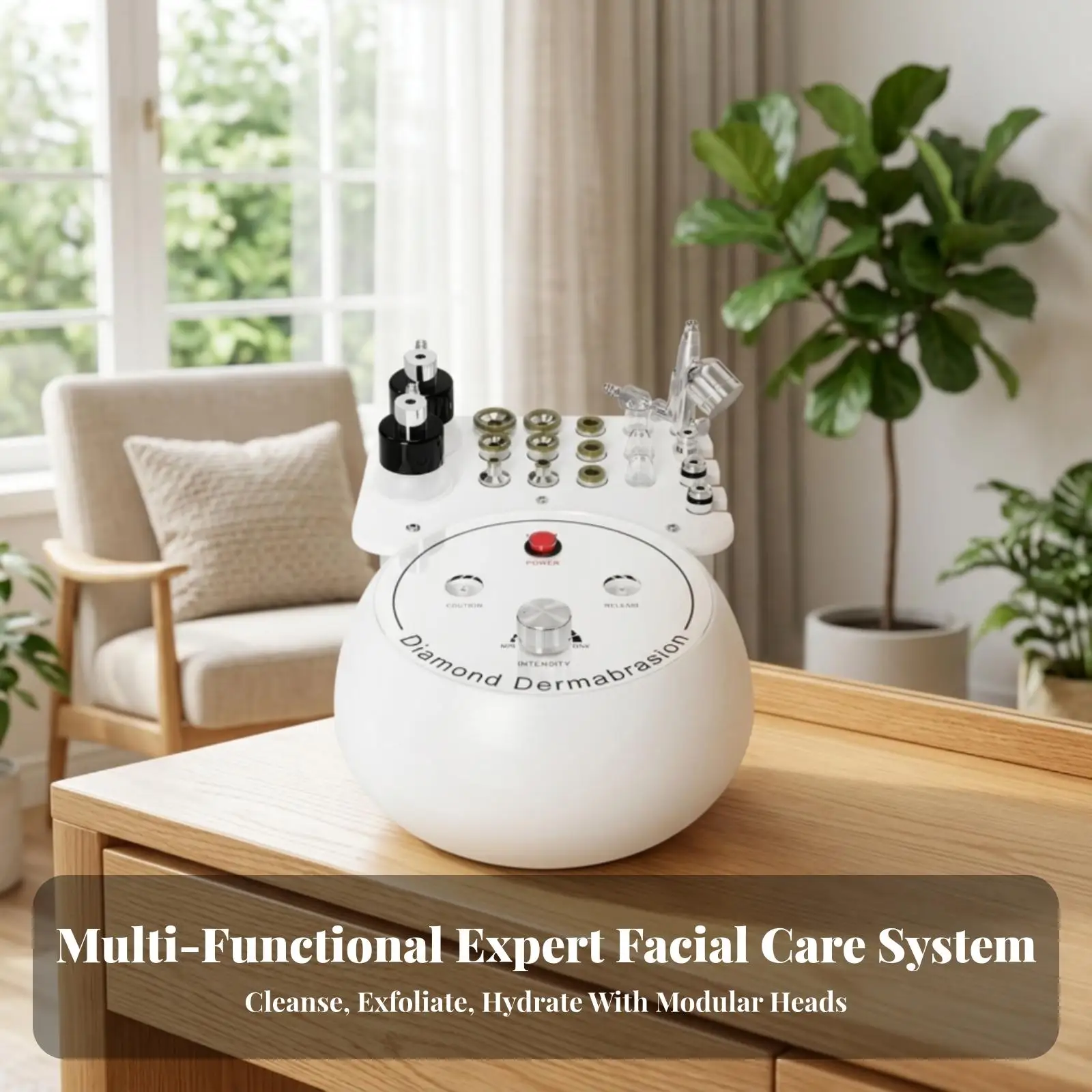 Facial Spa Device with Microcurrent Technology for Skin Smoothing and Deep Cleansing with Manual Intensity Adjustment and