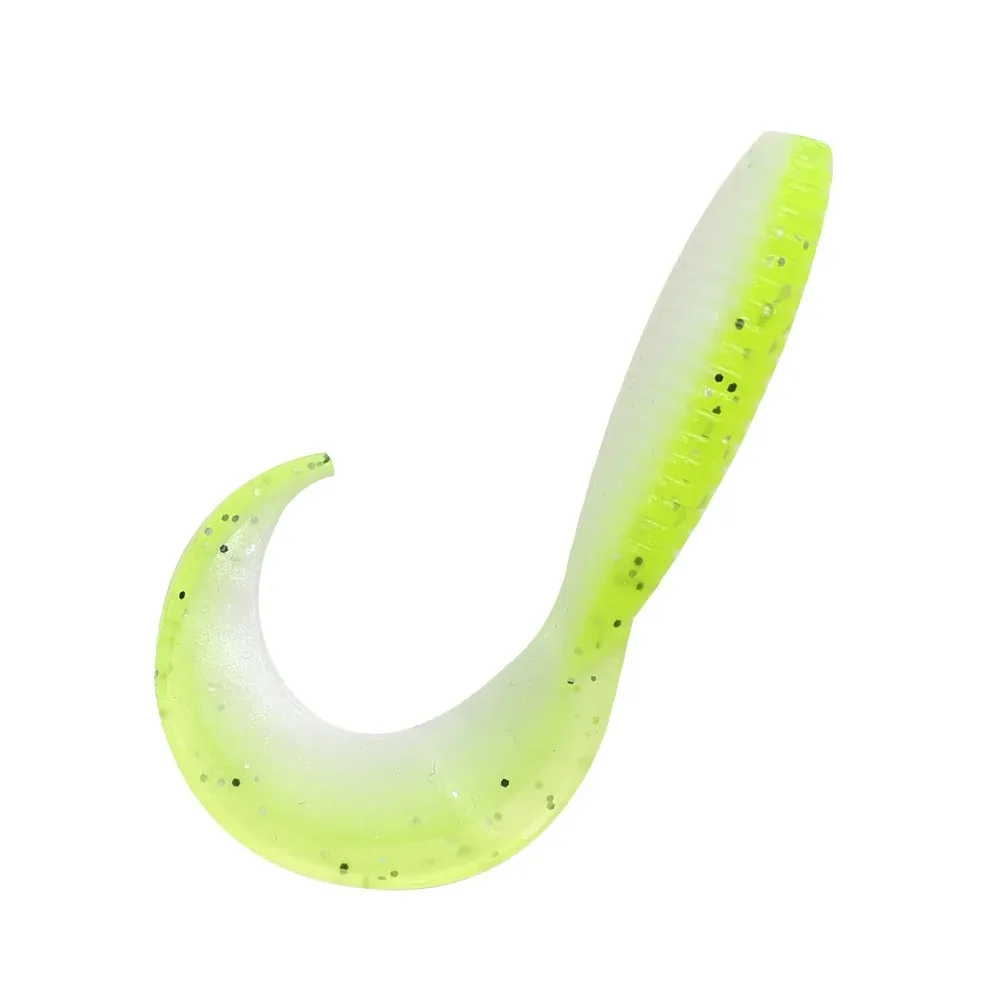 10pcs Two Color Spiral Soft Bait 55mm Shrimp Flavor Artificial Jig Wobblers Silicone Swimbait Carp Bass Fishing Tackle