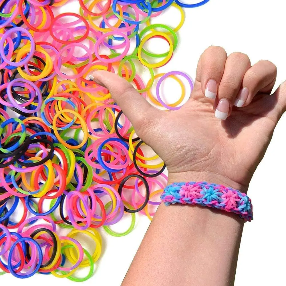 Bandes élastiques colorées en caoutchouc pour garçons et filles, 600 pièces, tissage, bricolage, cadeau artisanal, Bracelet, fabrication de bijoux, accessoires, fournitures