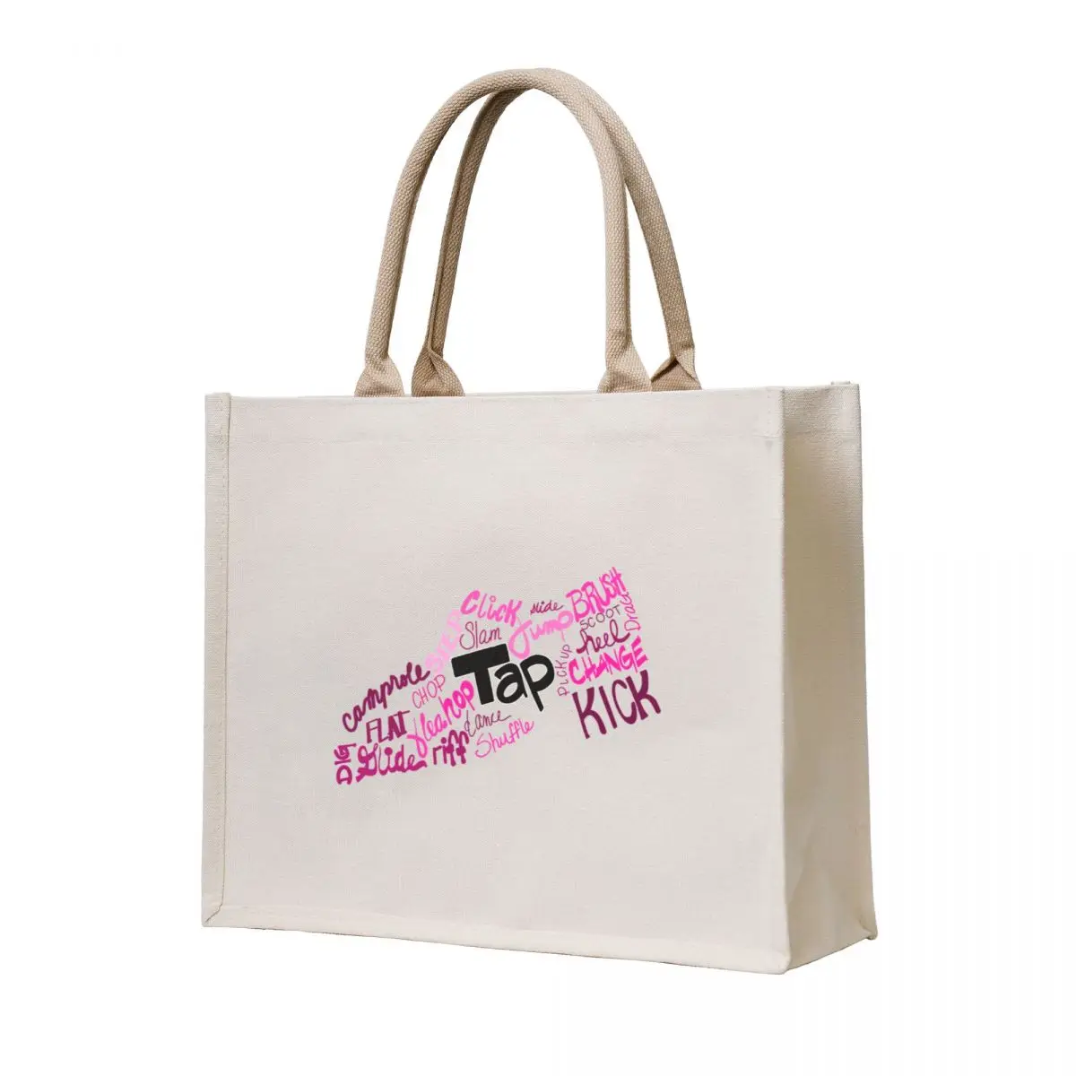 

Dance Shoe Filled with Tap Terms Shades of Pink and Purple Tote Bag Eco bag woman shopping bag female