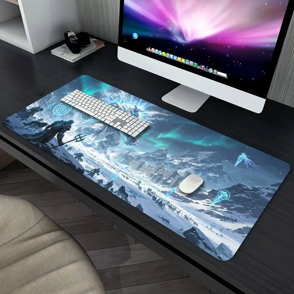 XXL Frost Giant Ice Monster Aurora Battlefield Playmat with Stitched Non-Slip Rubber Desk Pad for Card Gaming Office mouse pad