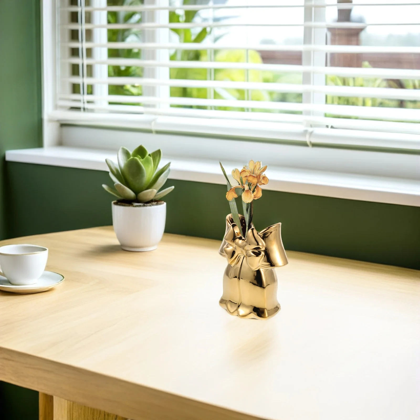 

Elegant Porcelain Vase Bowknot Design Smooth Finish Flower Container for Dried Or Fresh Blooms Farmhouse Modern Home Decor