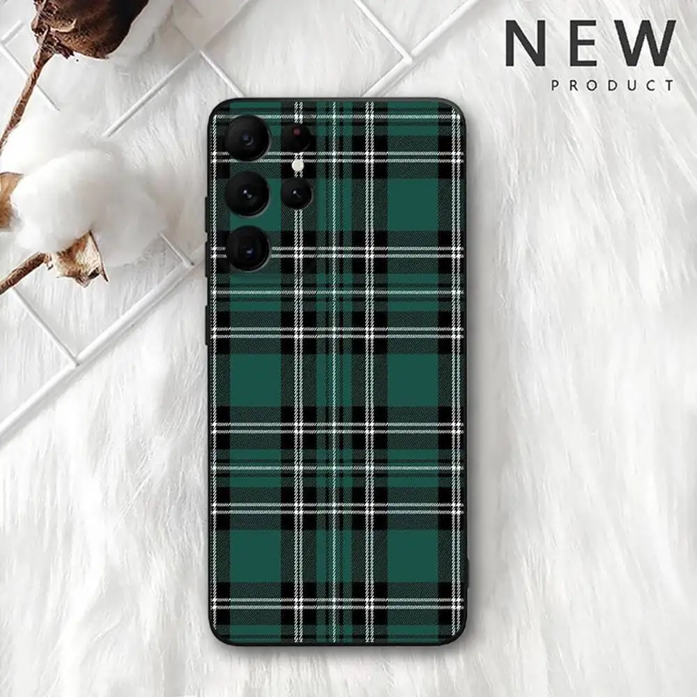 حافظة لهاتف سامسونج S 25,24,23,22,30,21,10,9,Ultra,Plus,Lite,FE,4,5G حافظة ناعمة سوداء من Clan Stewart Dress Tartan #5