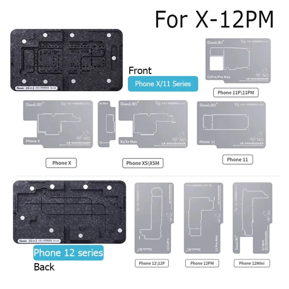 Imagem -02 - Qianli Bga Reballing Stencil Kit Camada Média Board Plant Plataforma de Lata Ferramentas de Reparo Iphone 11 12 13 14 Pro Mini x xr xs Max
