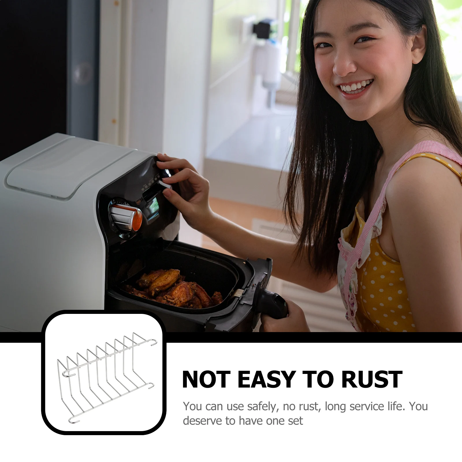 

2 Pcs Corn Stainless Steel Drain Rack Miss Electric Fryer Accessories 304 Kitchen Gadget