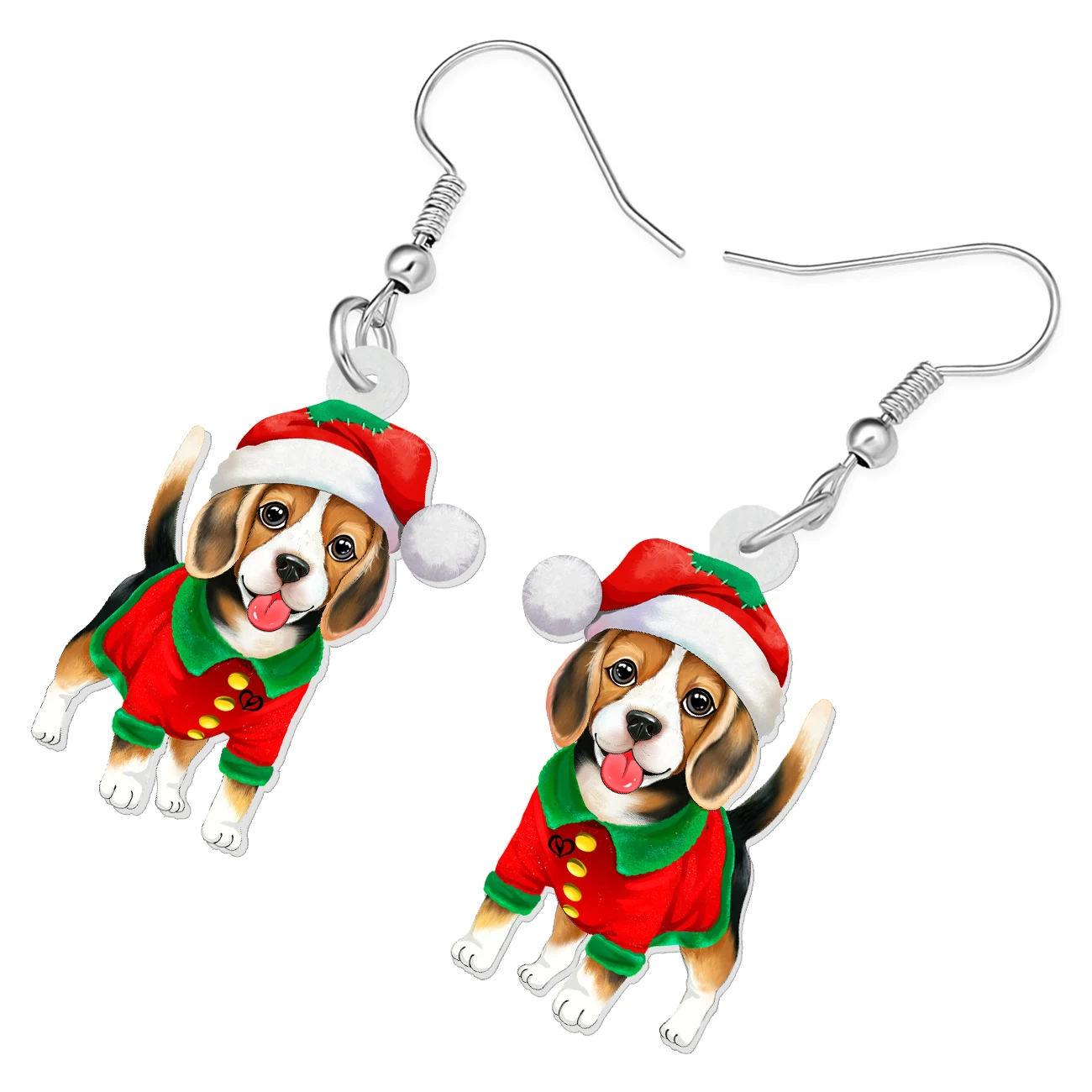 BONSNY Acrylic Cartoon Beagle Dog Drop Dangle Earrings Novelty Christmas Pets Ornaments Gifts For Women Kid