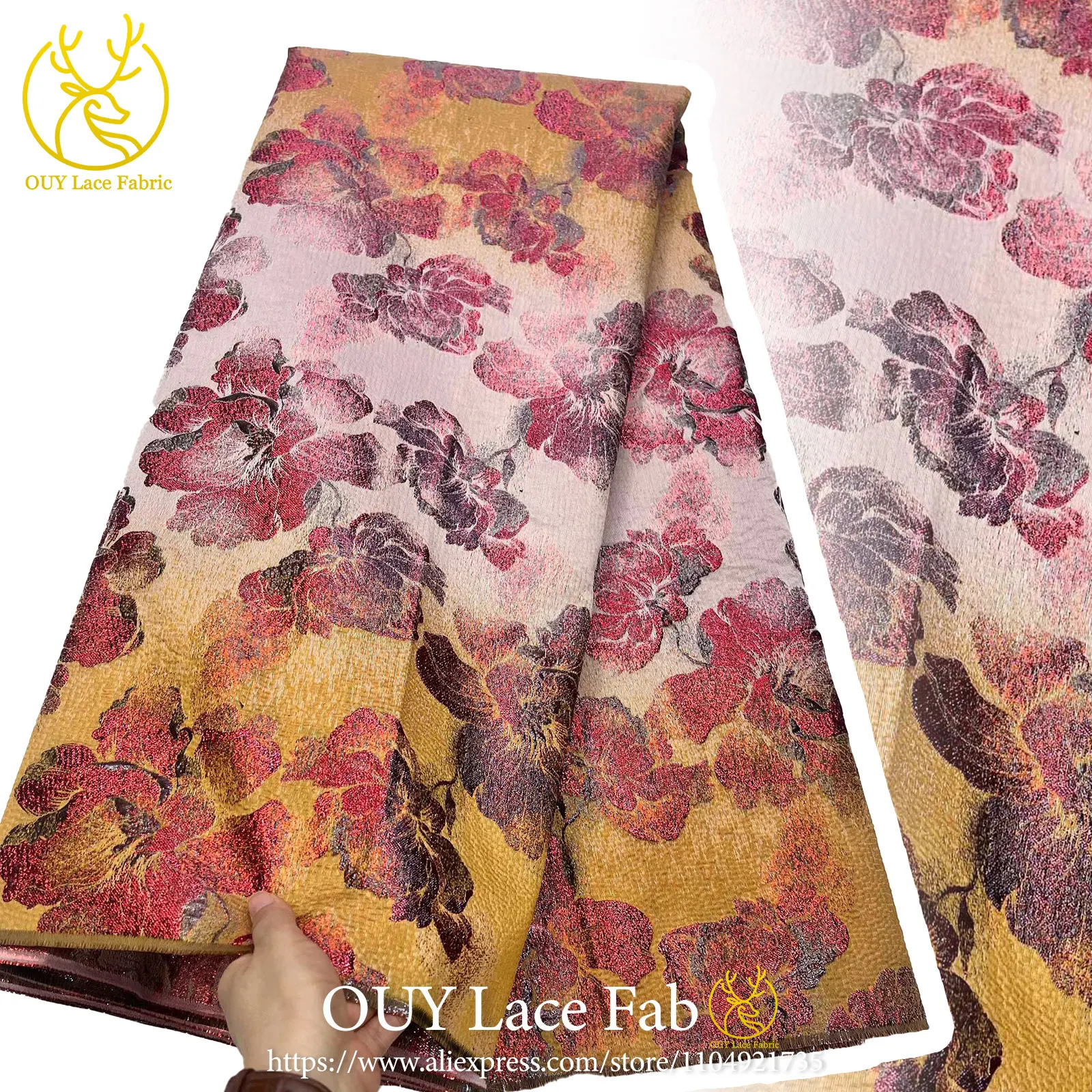 

Новейшая африканская жаккардовая кружевная ткань 2026, высококачественная нигерийская шифоновая кружевная ткань, женское вечернее платье, швейный материал