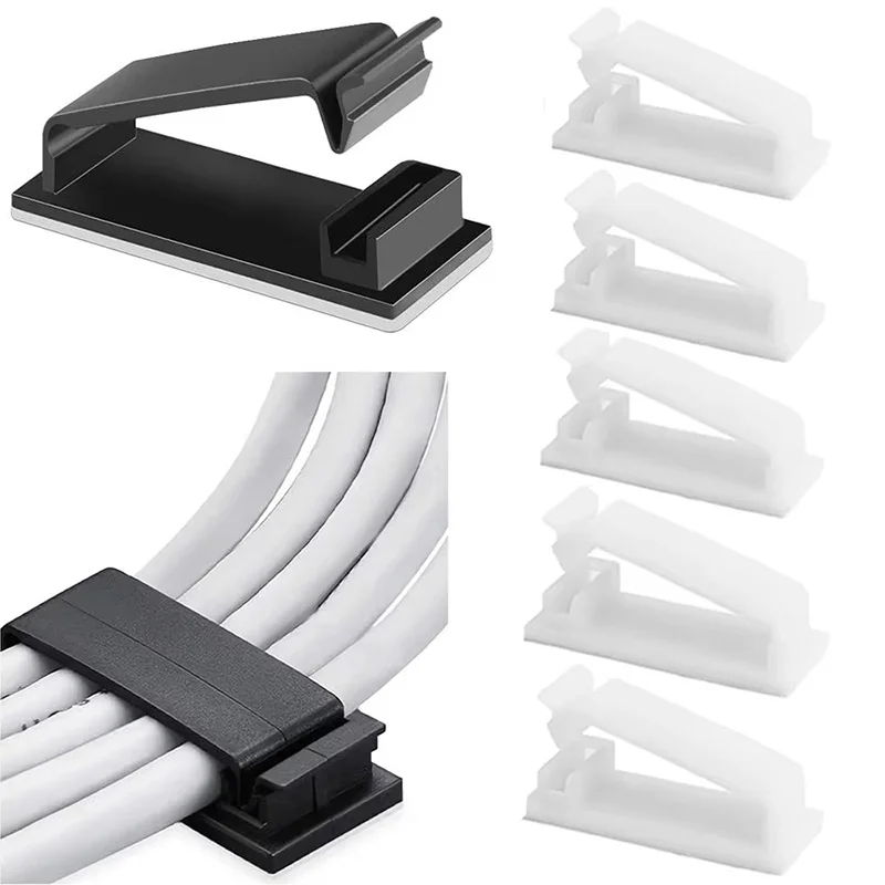 10pcs Self-Adhesive Cable Organizer Clamp Clips Wire Holder For Home Office TV PC Ethernet USB Cable Organizer Winder Management
