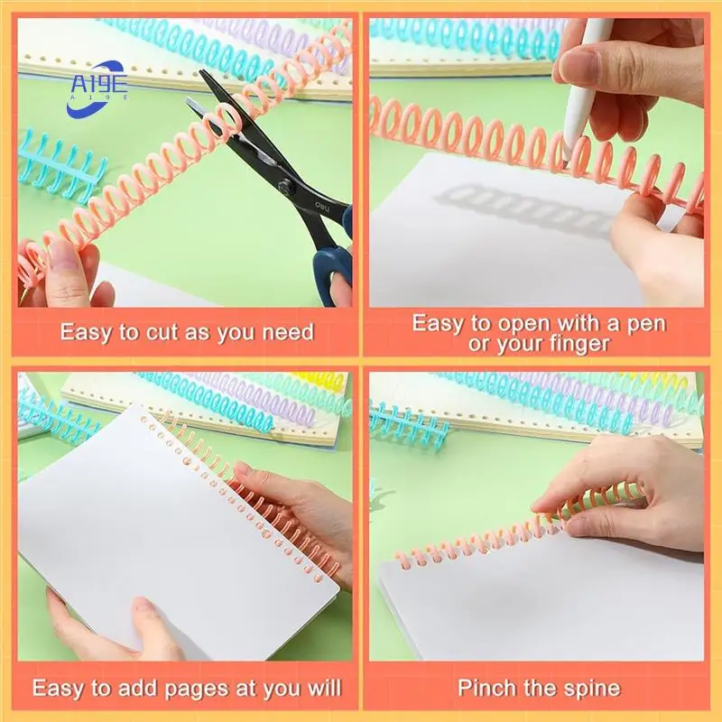 

A19E-50PCS Plastic Spiral Binding Coils, 1/2 Inch Diameter 30 Ring Binding Spirals,Christmas Gifts For Students And Coworkers