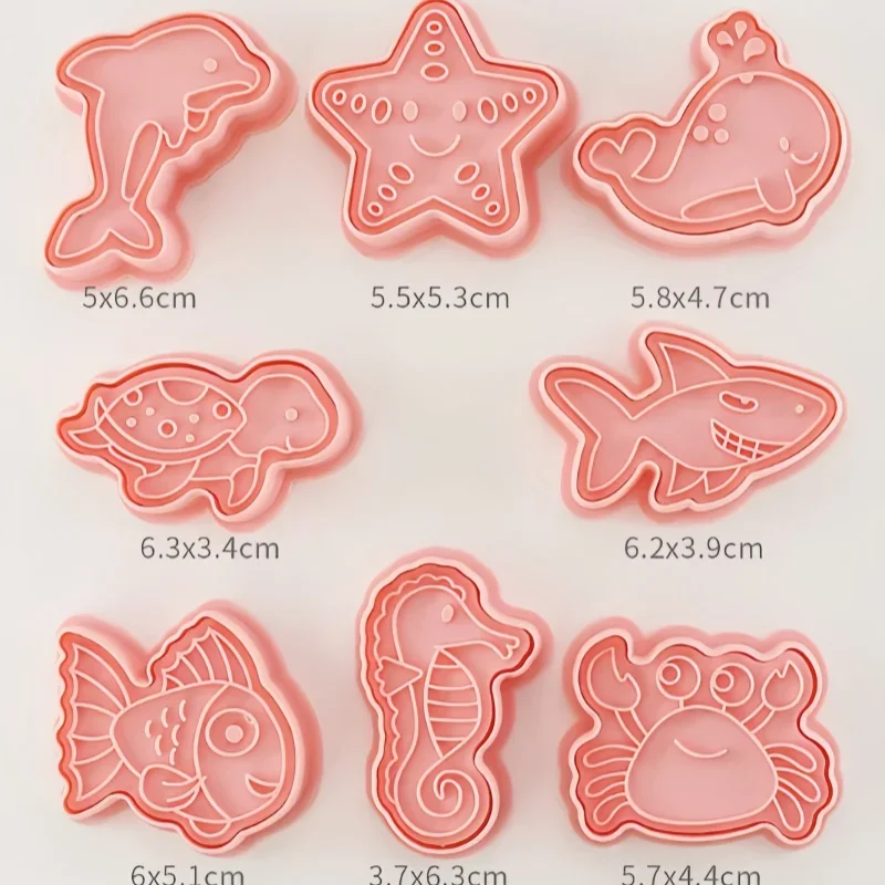 8Pcs Sea Animals Cookie Cutters Birthday Party Baking Cookie Stamp Fish Whale Turtle Shape Biscuit Mold Kitchen Bakeware Tools