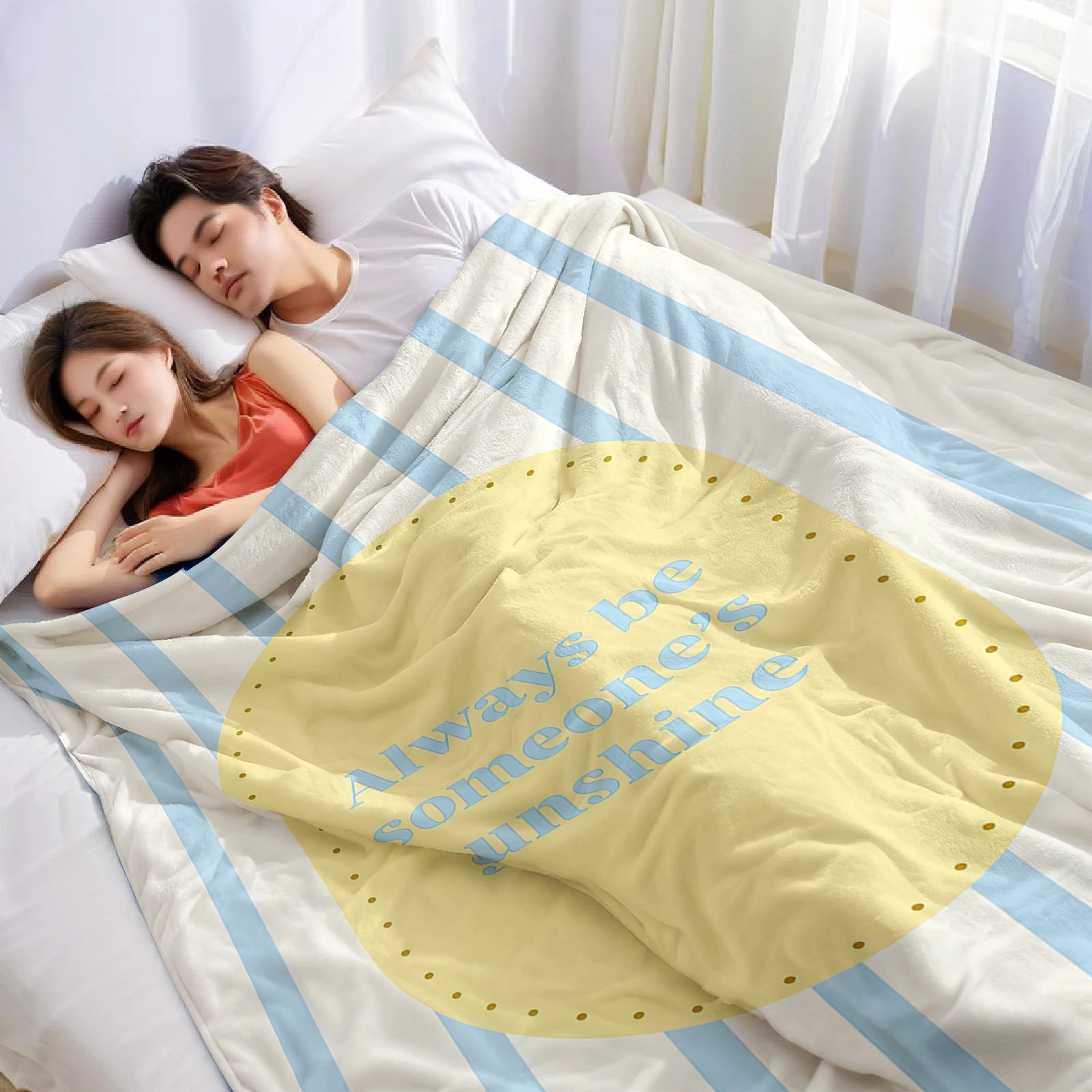 Sunshine Quote Ultra Soft Sherpa Fleece Blanket Fluffy Warm Halloween Cozy Throw for Sofa Couch Bedroom Gift All season