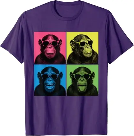 Lustiges Schimpansen-Fotokabinen-Pop-Art-T-Shirt mit Affengesichtern, Y2K-Affen-Selfie-Ästhetik-Kleidung, personalisierte Kleidung für Primaten-Fans – Detail 12