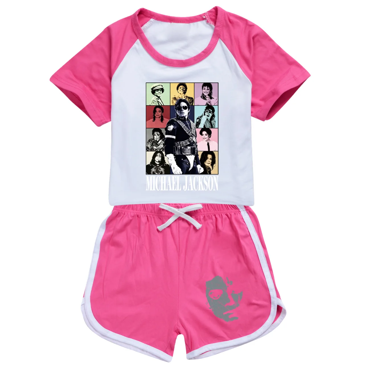 New  Kids Clothes Summer Boys Michael Jackson Baby Girls Sportswear Set Children Short Sleeve T Shirt + Shorts Set