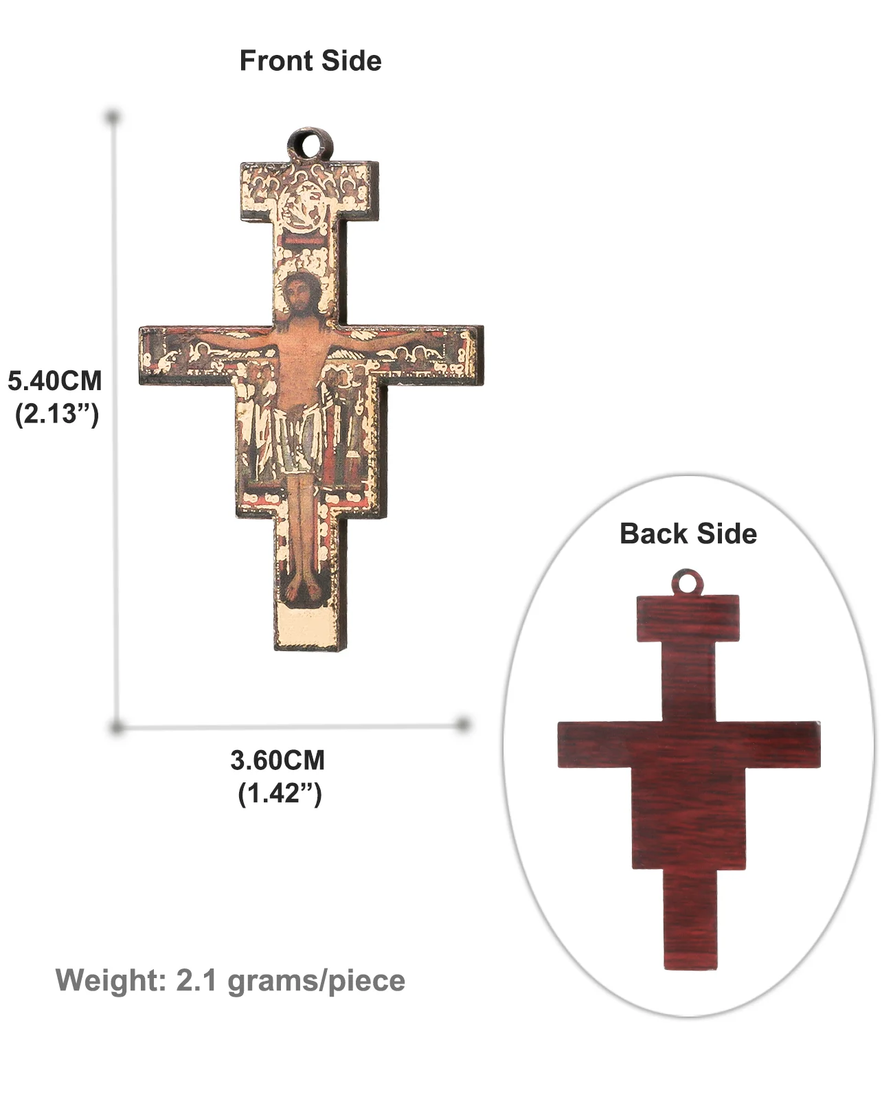 5Pcs Wooden Saint St Francis of Assisi Tau Cross Orthodox San Damiano Crucifix Pendant for DIY Jewelry Accessories