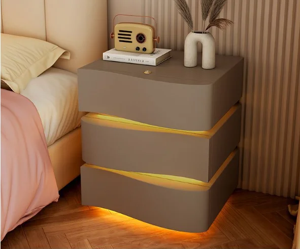 منضدة ذكية حديثة طاولة بجانب السرير خشبية ذكية مع ضوء لمس #5