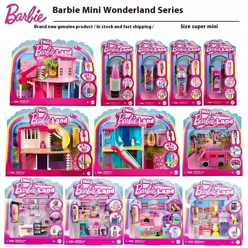 Mini casa de muñecas Barbieland Original, peluquería, Boutique de mascotas, supermercado, panadería, cine, juguete para niña, regalo de cumpleaños en Stock