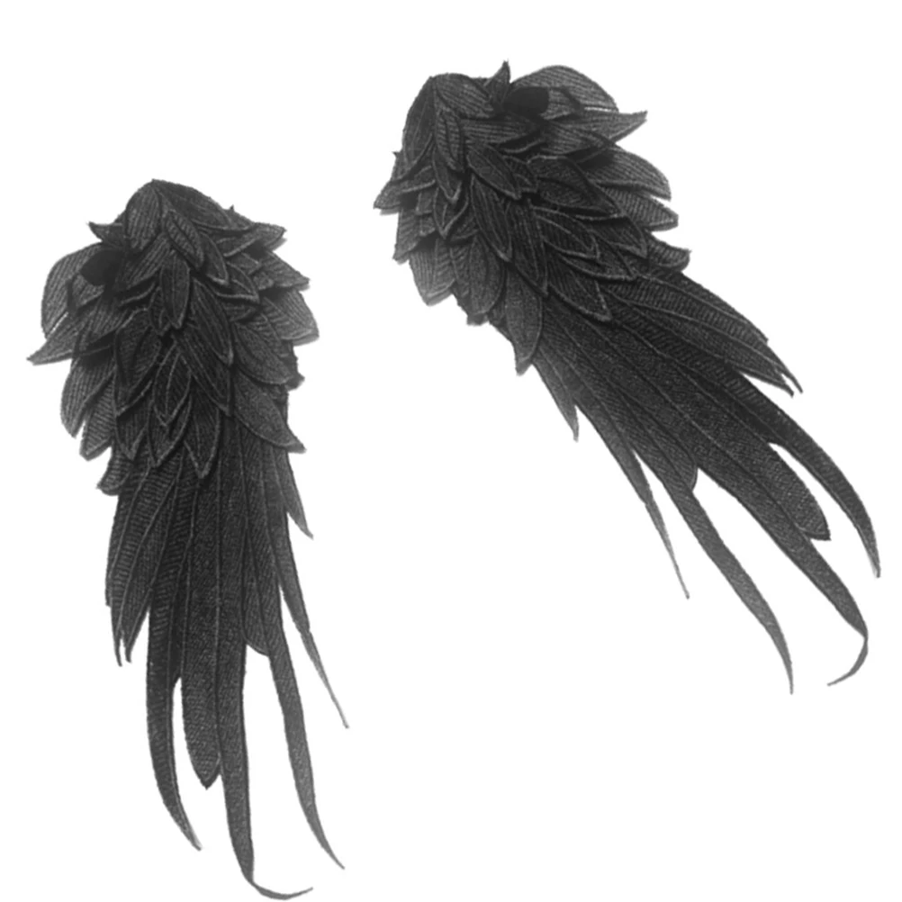 

Water Soluble Embroidered Wing Cloth Patches for Clothes Sew Applique Black Angel Wings Patch Polyester Durable Halloween Party