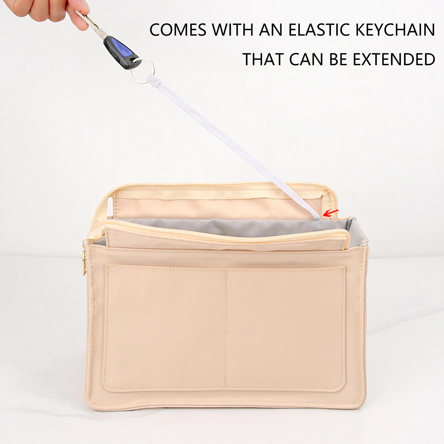 حقيبة بطانة من النايلون، جيب تخزين المكياج مناسب لحقيبة تخزين حقائب اليد، مشكل سفلي للحقائب النسائية