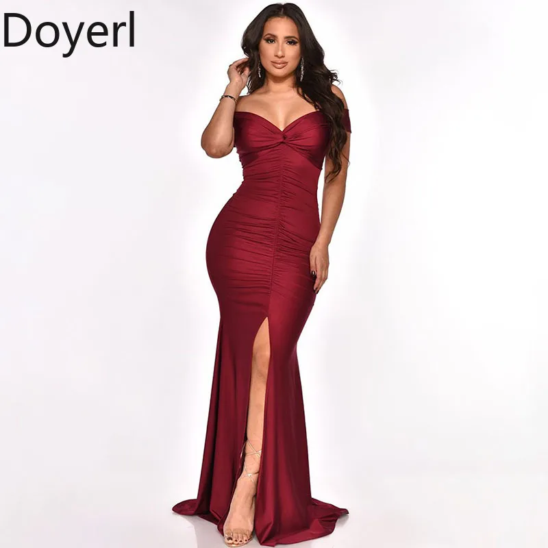 Doyerl Nightclub Party Abiti lunghi per le donne Sera Matrimonio Elegante senza maniche Celebrity Sirena Split Bodycon Maxi abito