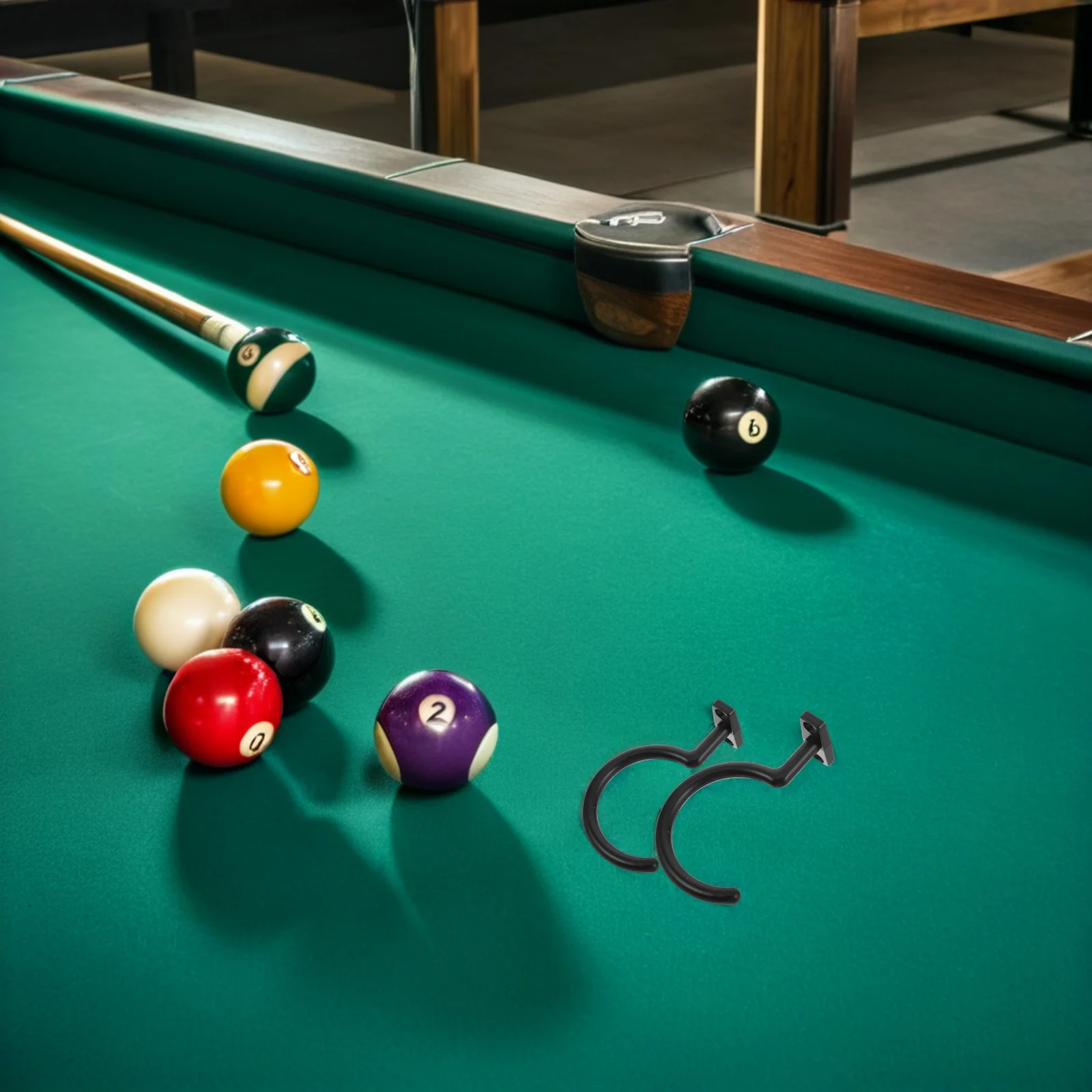 

4Pcs Billiard Cue Holder Rack Sleek Black Metal Pool Table Hook Mountable Storage for Cues Snooker Accessories Tidy Professional