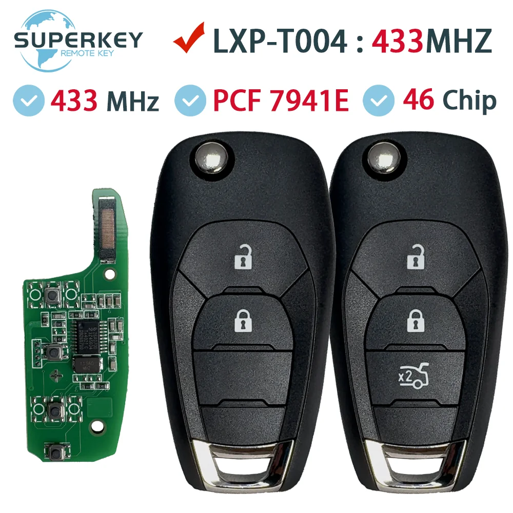 For Chevrolet Cruze Avo Holden Trax LS badge Trailblazer PCF7941E 2/3/4 Buttons Flip Remote Car Key 433MHz ASK 5933396