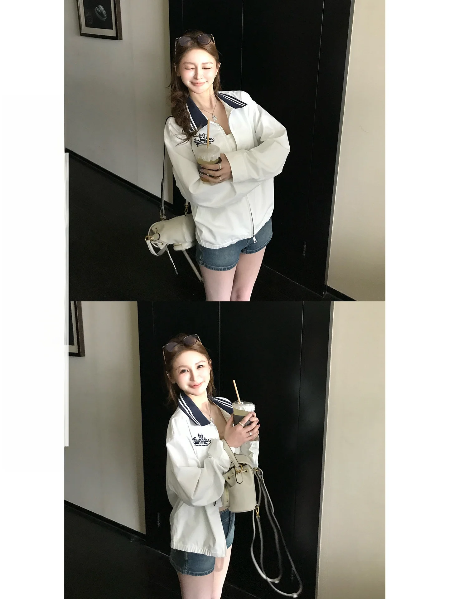 

Skk Store RL Australian Open Tennis Jacket Women's Long Velvet Cotton Shape Harrington Jacket Casual Style Loose Fit Spring