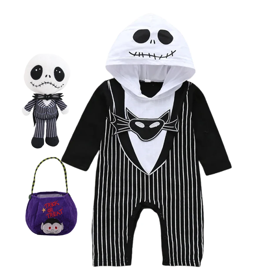

Baby Boys Jumpsuits 2025 Horror Jack Nightmare Before Romper Costume Christmas Children Halloween Cosplay Party Boy Clothes