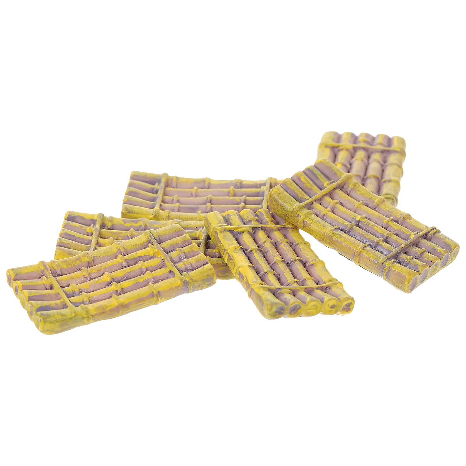 

6Pcs Resin Bamboo Raft Craft Mini Aquarium Decoration Simulation Raft Micro Landscape Photo Props DIY Supplies