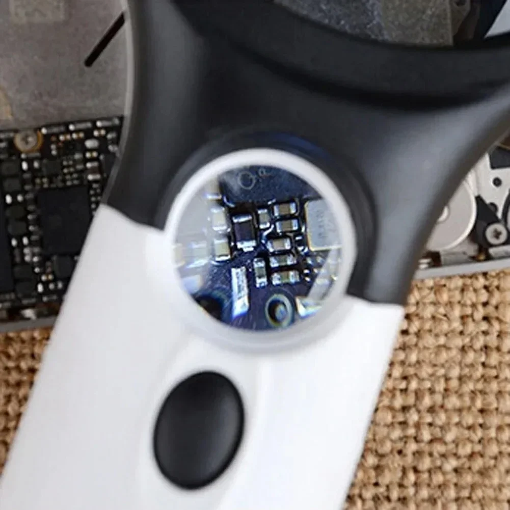 White Magnifying Glass Handheld 45X Magnifier With 3 LED Light For Reading Magnifying Glass Jewelry Loupe image 5