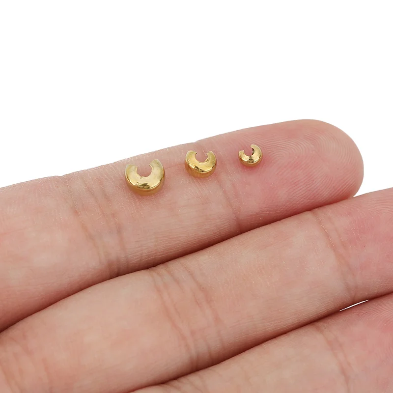 20pcs Never Fade Stainless Steel Crimp End Beads Cover 4 5 6 mm Big Hole Spacer Stopper Beads Bracelet Necklace Jewelry Making