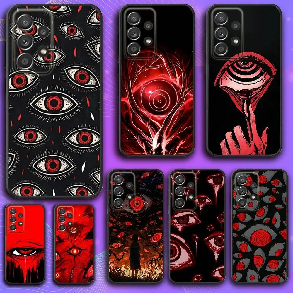 

Scary Eyes Phone Case For Samsung S 25,24,23,22,30,21,10,9,Ultra,Plus,Lite,FE,4,5 G Soft Black Case
