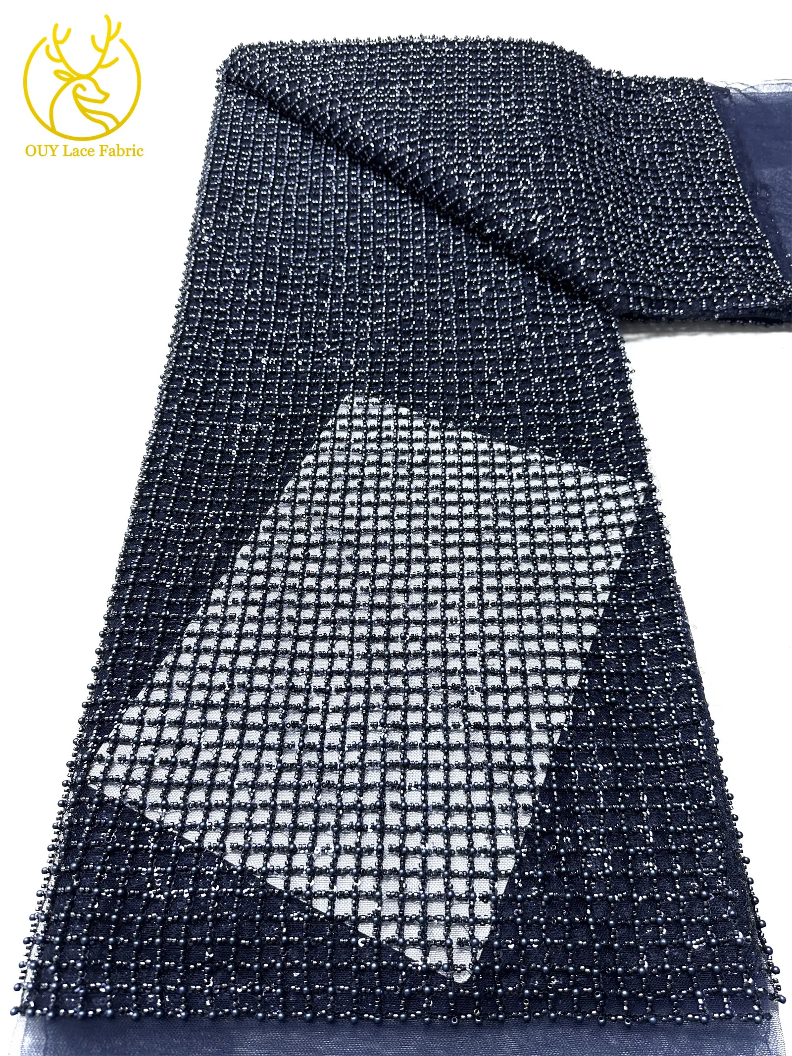 Luxuriöser Partykleid-Spitzenstoff, Tüll-Spitzenstoff mit Perlen, Hochwertiger Pailletten-Netz-Spitzenstoff für Hochzeitskleider, 5 Yards – Detail 28