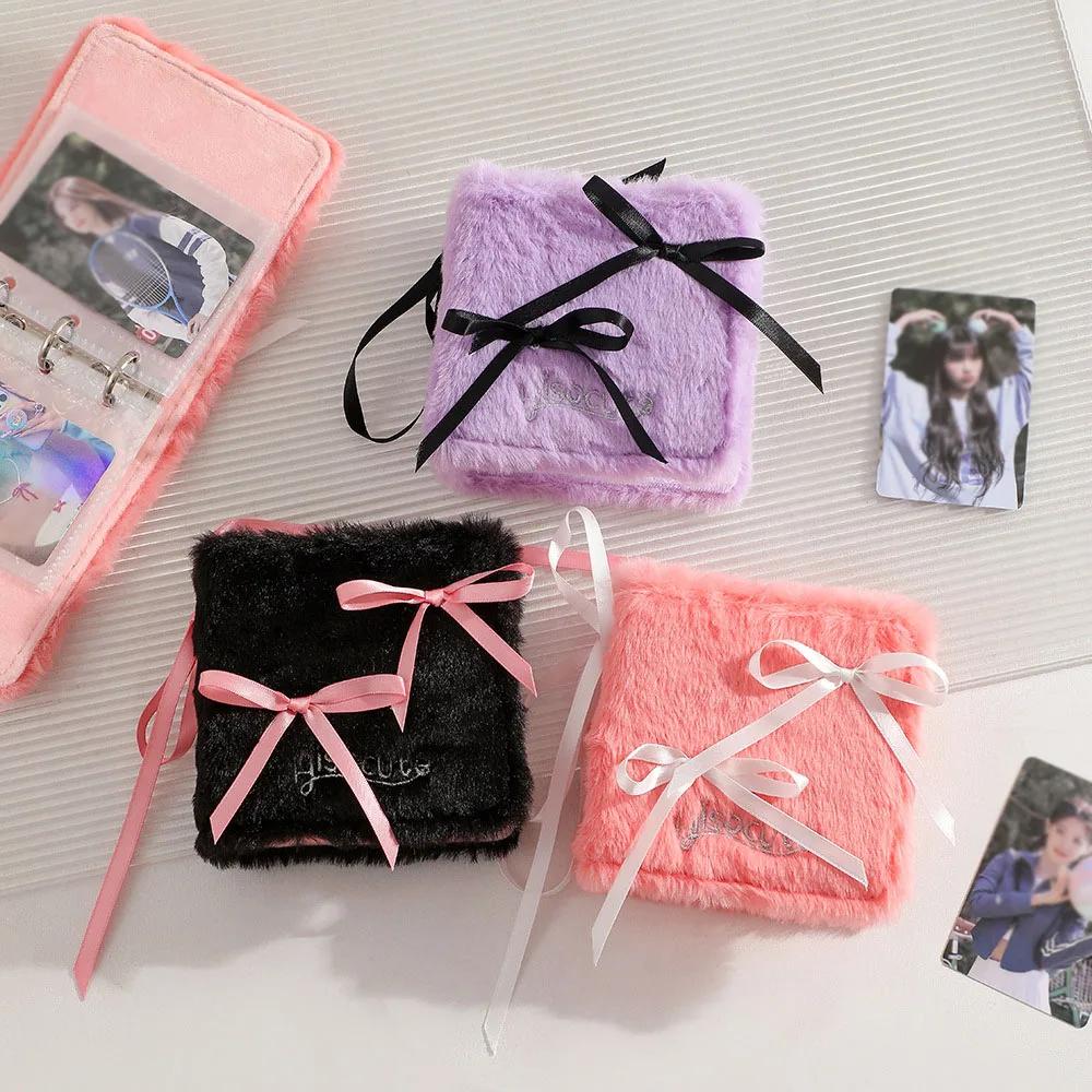 

Bow Knot Plush Photocard Holder Photo Album Cover Binder Idol Photo Cards Holder Kpop Collect Book Binding