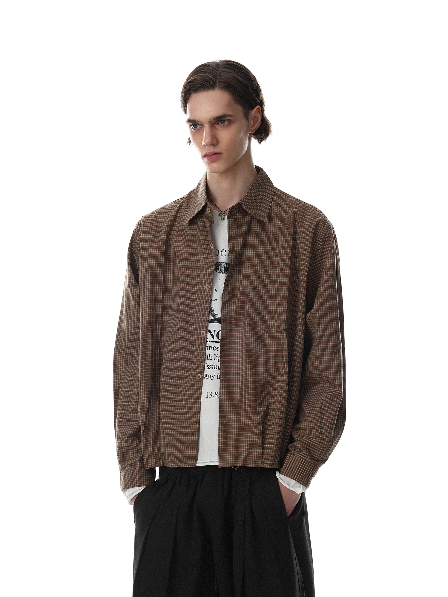 MRNEARLY American Retro Plaid Long Sleeve Shirt Men's Workwear Stylish Jacket Loose Fit Cotton No Ironing Autumn Collection