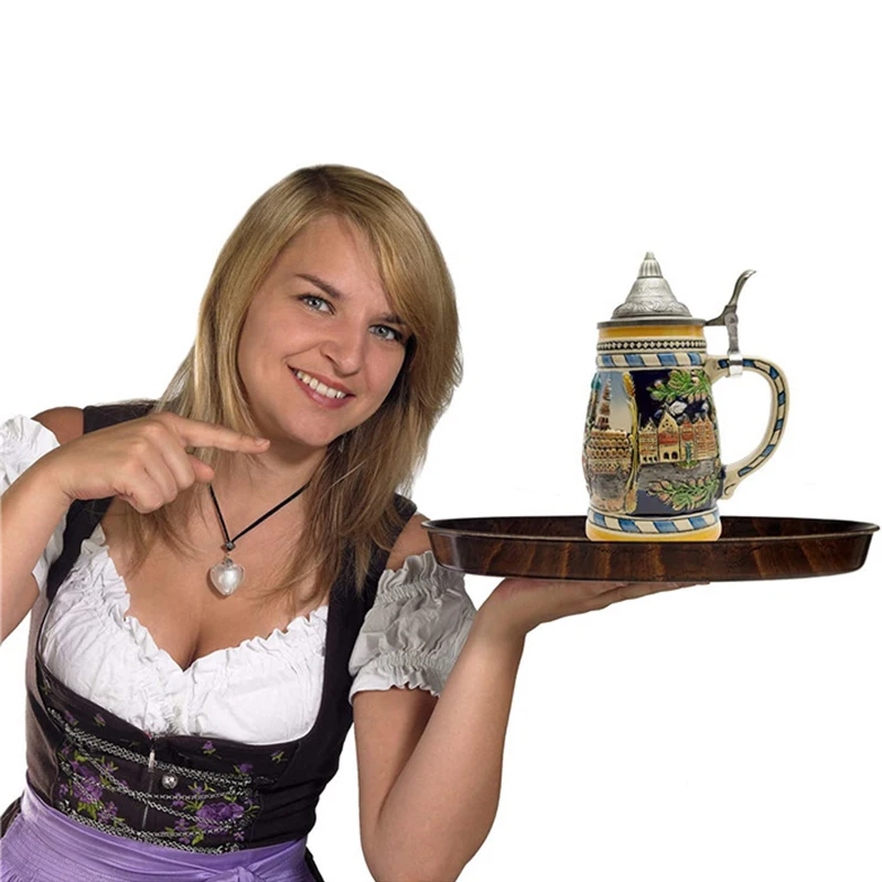 Jarra de Cerveza de 600 ml de Gran Capacidad, Diseño Geográfico de Alemania, Jarra de Cerveza Clásica de Resina 3D, Vaso de Acero Inoxidable, el Mejor Regalo para los Fanáticos