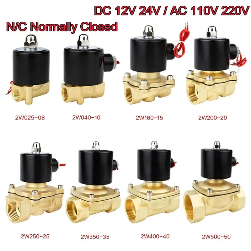 

Brass Electric Solenoid Valve 1/4" 3/8" 1/2" 3/4" DN8/10/15/20/25 Normally Closed Pneumatic for Water Oil Air 12V 24V 110V 220V