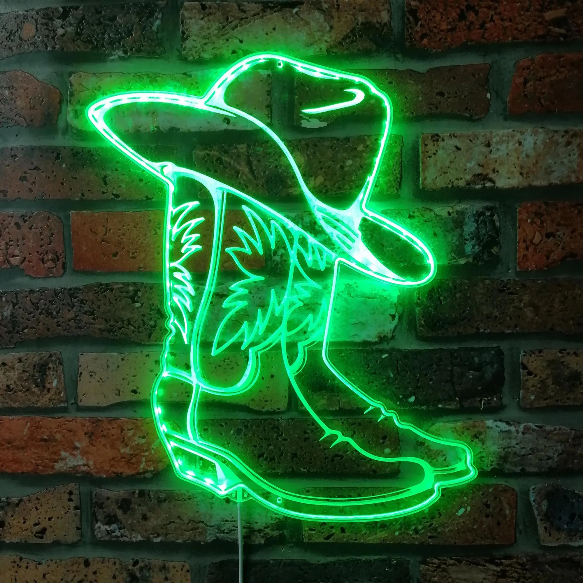 Cowboy Boots Western Hat RGB Dynamic Glam LED Sign st06-fnd-i0297