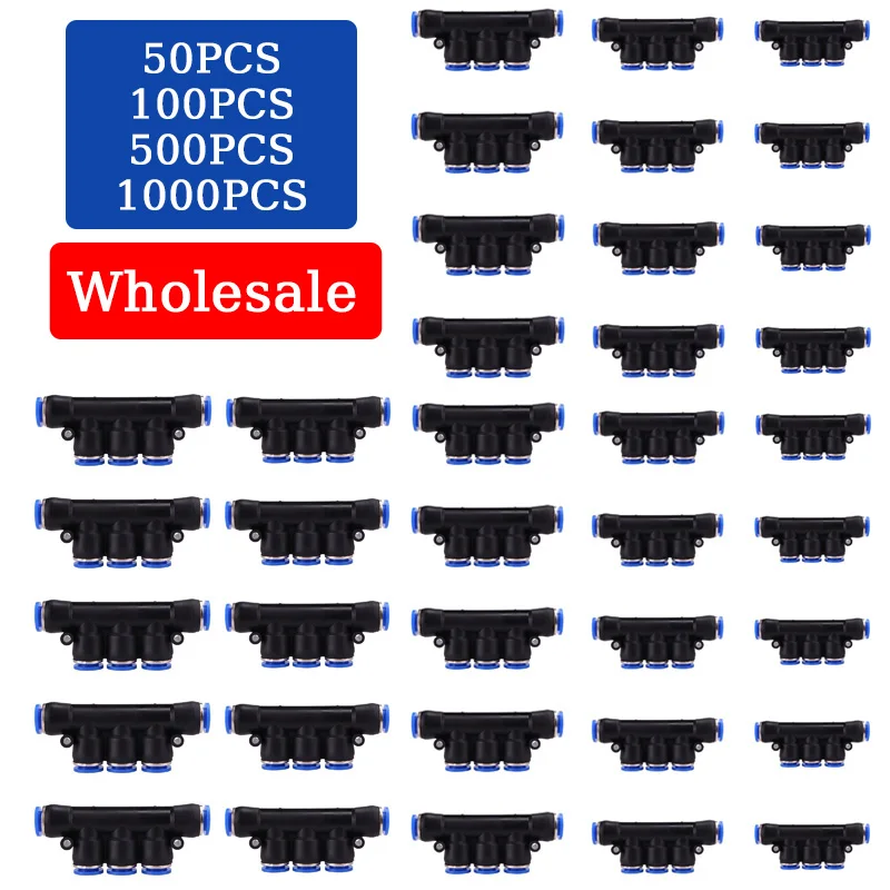 

50/100/500PCS Premium Air Pneumatic Fittings PK 4mm 6mm 8mm 10mm 12mm Plastic Fitting 5-way Quick Release Couplings Connector