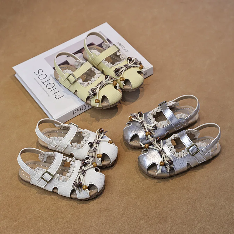 

Girls Closed Toe Sandals Summer Lace Ballet Baby Princess Sandals Soft Sole Children Hollow Loafer