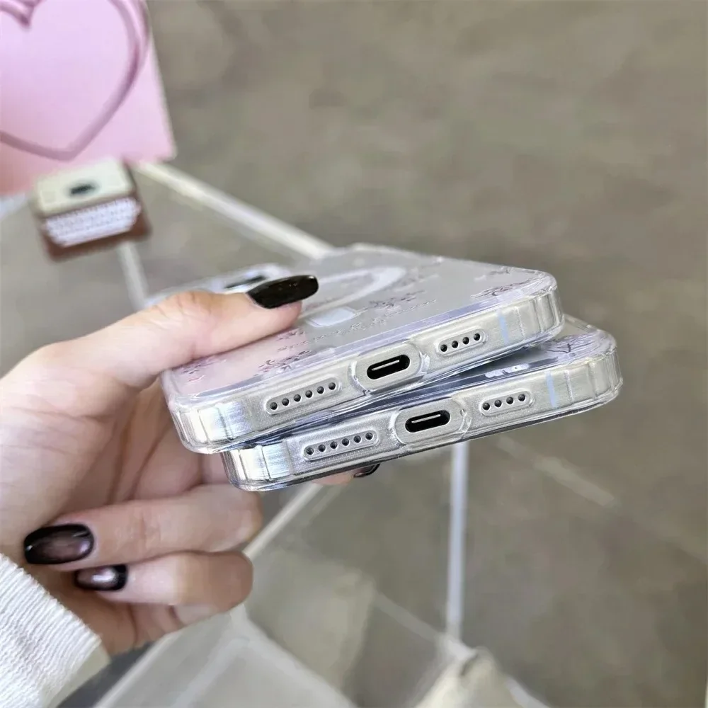 Y2K Floral Flower Case For Samsung Galaxy S23 S24 S25 Ultra S22 Plus FE Z Flip 6 5 4 3 cover Magnetic Wireless Charge Magsafe