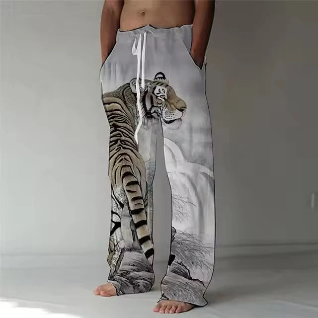 2026 Modische Neue Dunkle Retro-Tintenmalerei-Stil Lose Gerade Hose Geeignet für Outdoor Street Hip-Hop Freizeithose – Detail 6