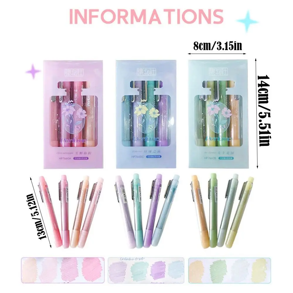 4Pcs Multifunctional Color Glitter Highlighter Mark Key Points DIY Art Colorful Gel Pen Set Color Marker Pen Students