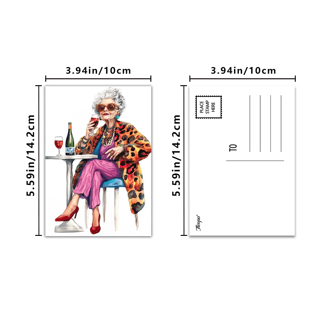 16pcs Trendy Cool Grandma Postcards,New Year Gift, Christmas Gift,Living Room Decoration, Bedroom Decoration, High-Quality Cards