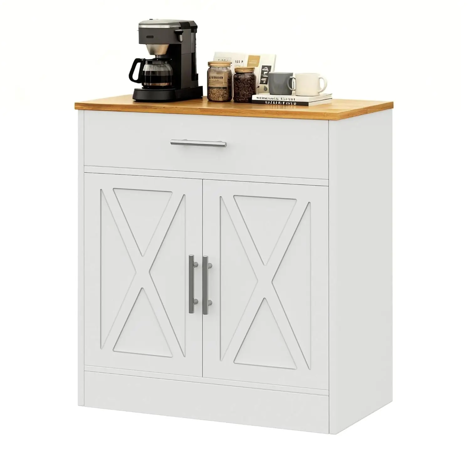 

Farmhouse Coffee Bar Cabinet, Small Sideboard Buffet with Storage, Modern Kitchen Storage Cabinet with 1 Drawer and, Customized